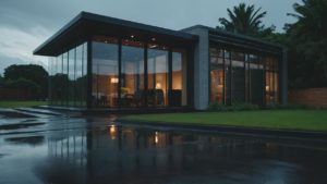 A house that has a lot of windows on it